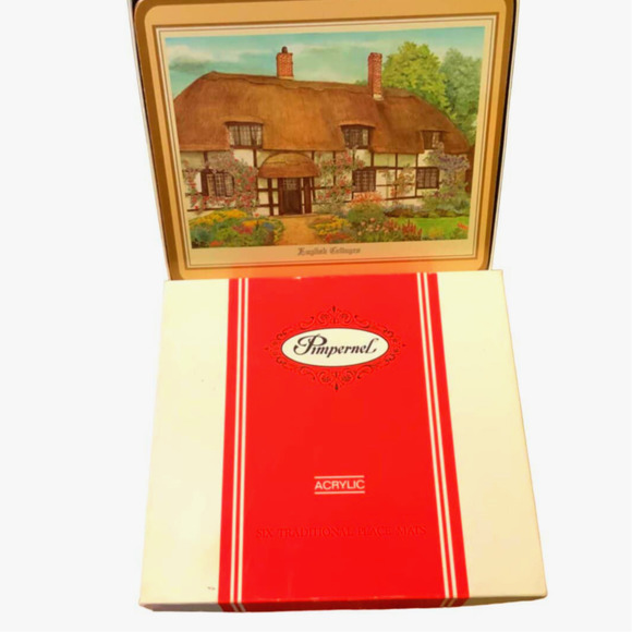 Celluware Ltd Pimpernel 6 Acrylic Traditional  English Cottages Placemats Vtg - Picture 2 of 9